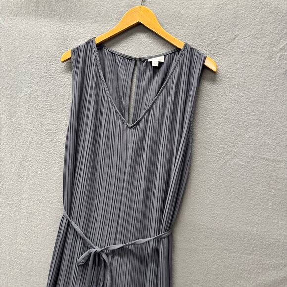 Pure Jill Elements Romper Womens 3X Gray Pleated Jumpsuit Wide Leg V-Neck Belted - Picture 3 of 12